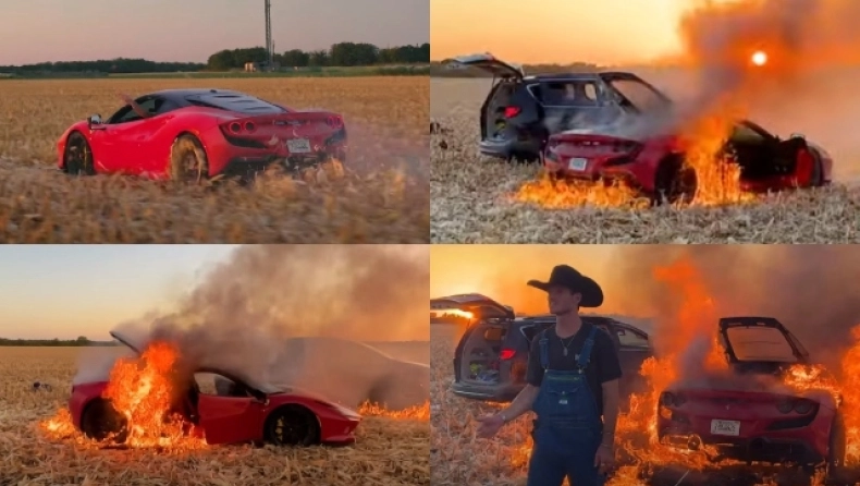 Απίστευτο: YouTuber αγόρασε Ferrari αξίας 500 χιλιάδων ευρώ και την έκαψε (βίντεο)