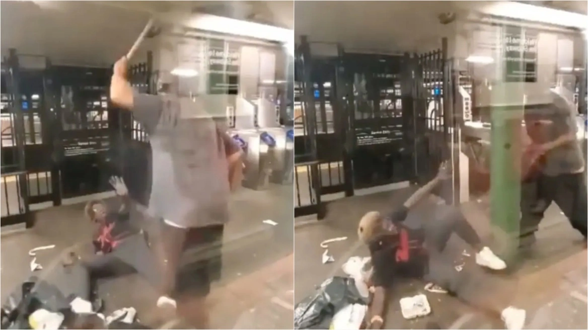 Αδιανόητη βία: Άνδρας χτυπάει επανειλημμένα με μπαστούνι 60χρονη γυναίκα στο μετρό της Νέας Υόρκης (βίντεο)