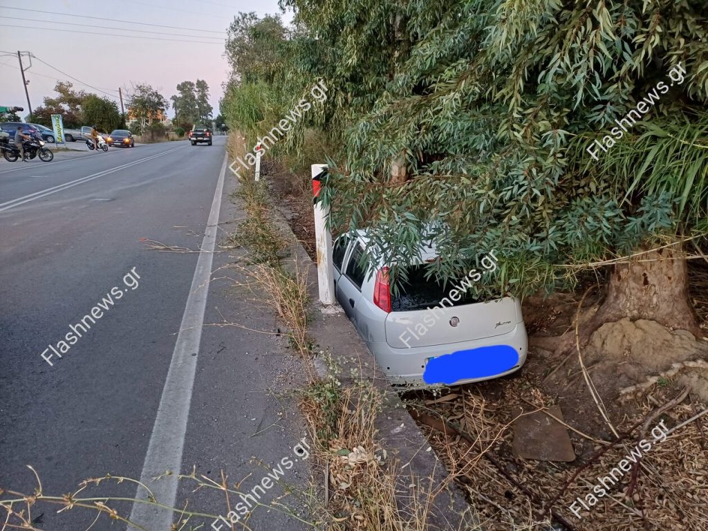 Τροχαίο ατύχημα στα Χανιά: Όχημα έπεσε σε χαντάκι μετά από σύγκρουση