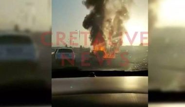 Αυτοκίνητο τυλίχθηκε στις φλόγες εν κινήσει στον ΒΟΑΚ Κρήτης (βίντεο)
