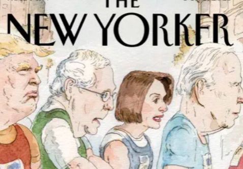 The New Yorker: Καυστικό πρωτοσέλιδο για τις εκλογές των ΗΠΑ – Οι «πρωταγωνιστές» τρέχουν… με Πι (φώτο)