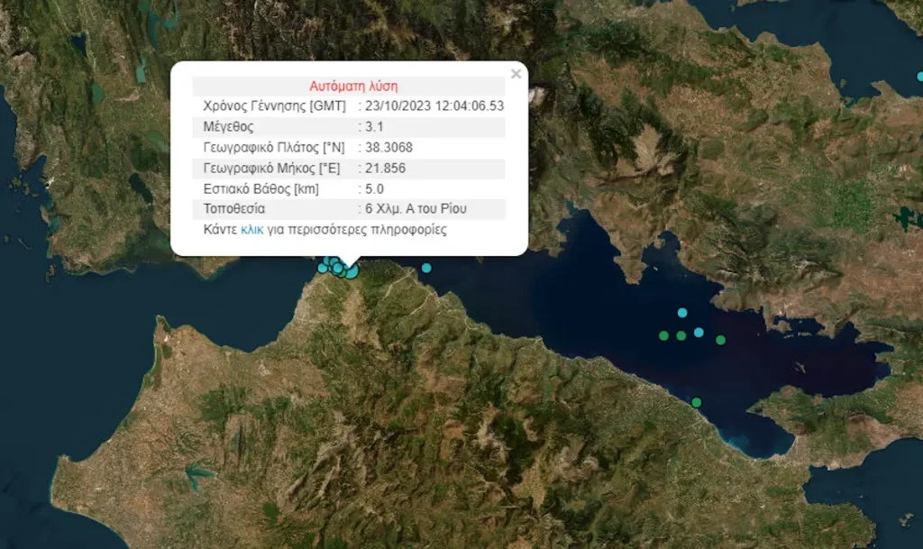 Σεισμός 3,1 ρίχτερ στην Αχαΐα