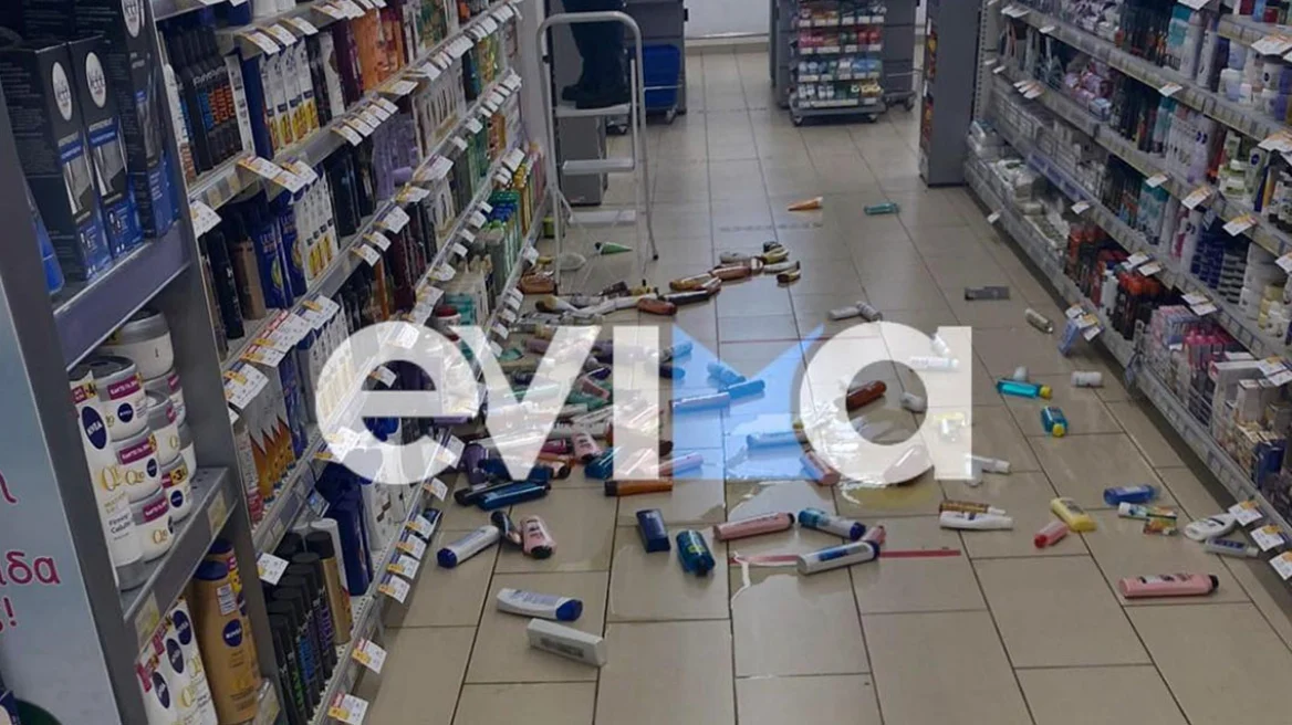 Σεισμός στην Εύβοια: Οι πρώτες εικόνες από τις ζημιές – Έσπασαν τζάμια σε επιχειρήσεις (φωτο)