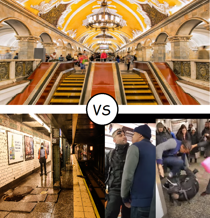 Βίντεο: Σύγκριση των μετρό της Μόσχας και της Νέας Υόρκης – Χλιδή και ομορφιά από την μία και παρακμή από την άλλη