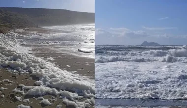 Κρήτη: Η κακοκαιρία έκανε παραλία να… αφρίσει (φωτο)