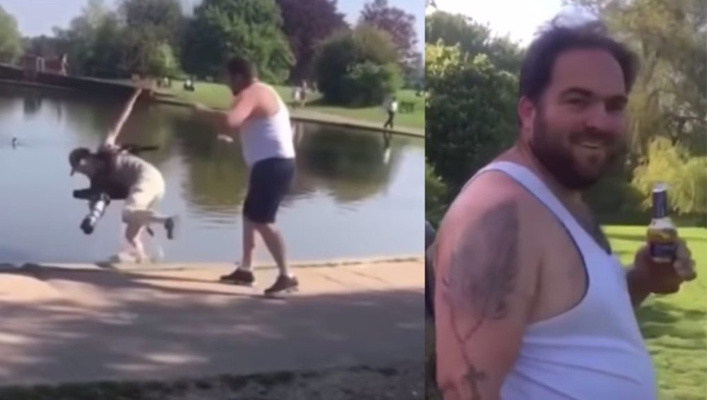 Bίντεο: Χωρίς κανένα λόγο πετάει έναν καμεραμάν στην λίμνη και μετά προσποιείται ότι ζητάει συγγνώμη