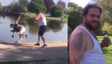 Bίντεο: Χωρίς κανένα λόγο πετάει έναν καμεραμάν στην λίμνη και μετά προσποιείται ότι ζητάει συγγνώμη