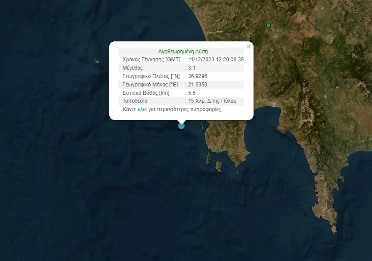 Πύλος: Σεισμική δόνηση 3,1 Ρίχτερ