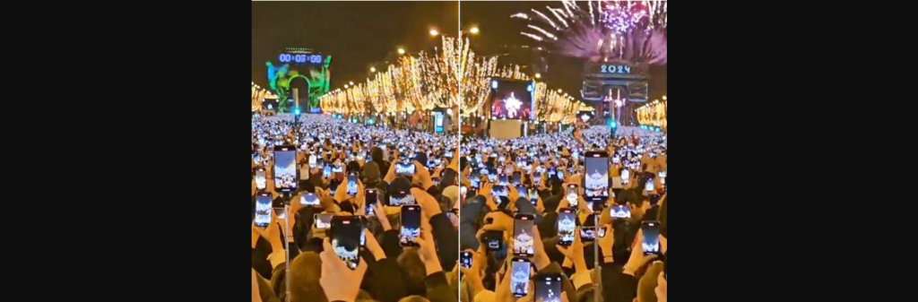 Παρίσι: Viral το βίντεο με την αλλαγή του χρόνου – Χιλιάδες άνθρωποι με ένα κινητό στο χέρι
