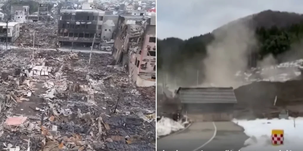 Ιαπωνία: Η στιγμή που το βουνό «κατέβηκε» στο δρόμο μετά το σεισμό (βίντεο)