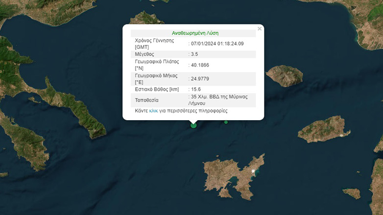 Ρίχτερ σε Λήμνο και Ελασσόνα το ξημέρωμα