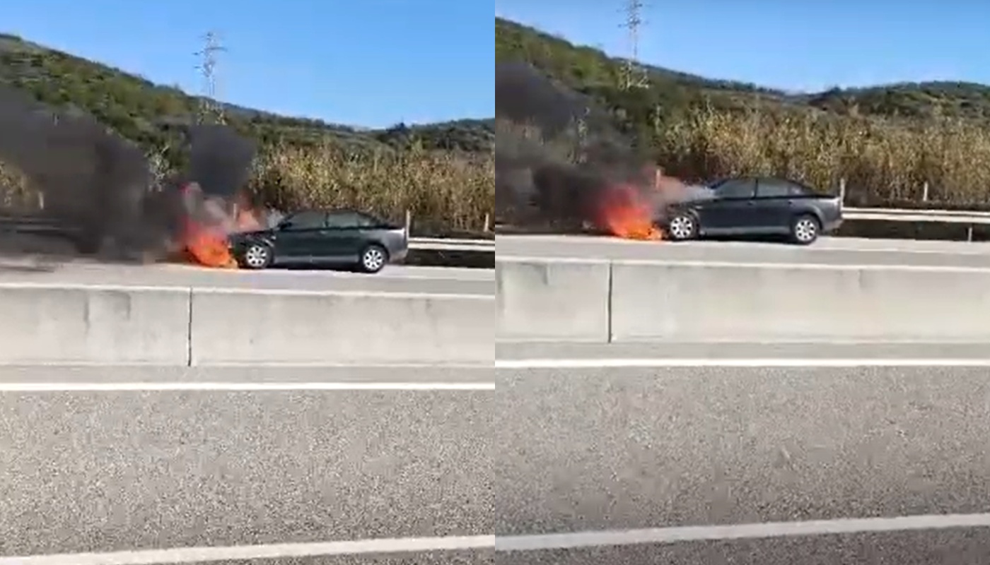 Ιόνια Οδός: Αυτοκίνητο «τυλίχθηκε» στις φλόγες στο 135ο χιλιόμετρο (βίντεο)