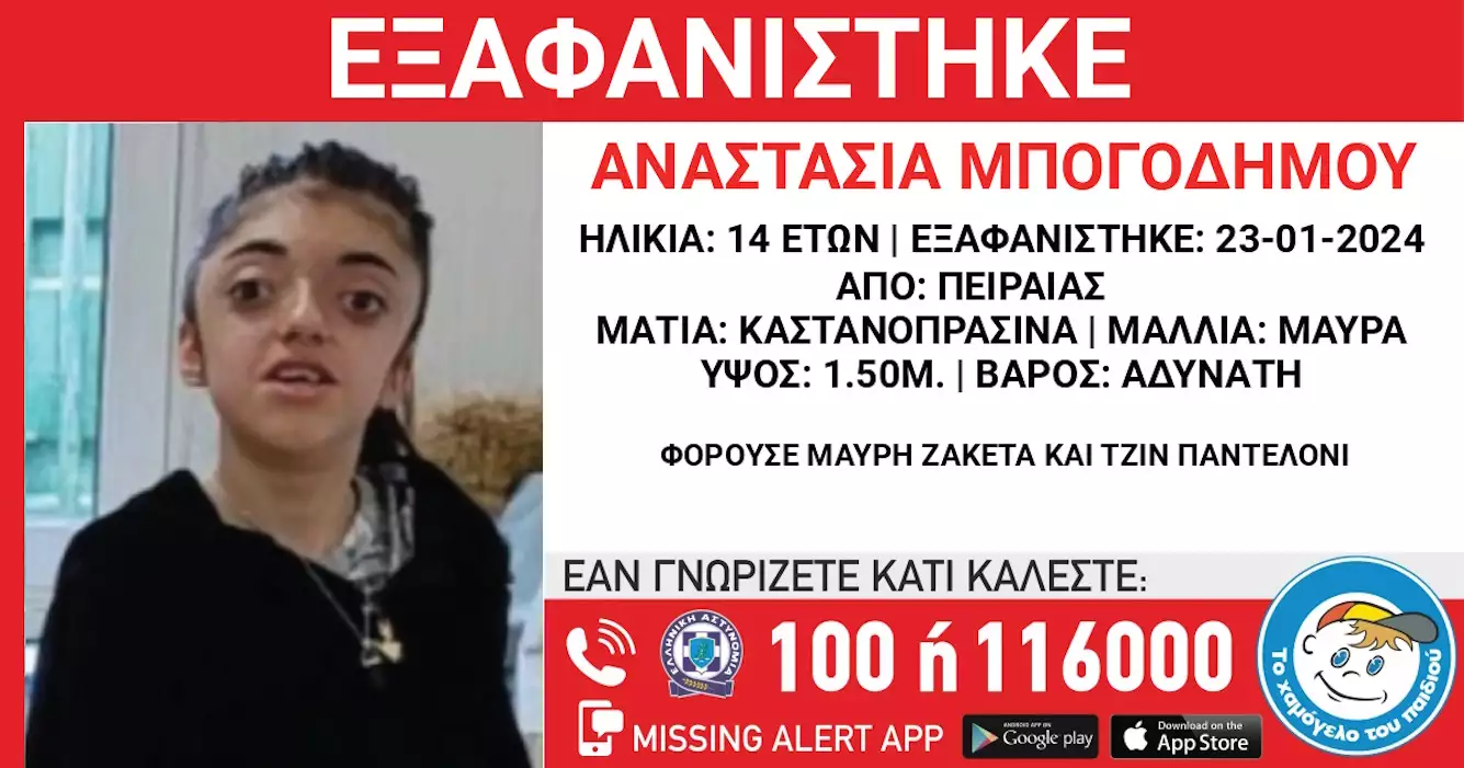 Πειραιάς: Παραμένει άφαντη για 5η μέρα η 14χρονη Αναστασία 