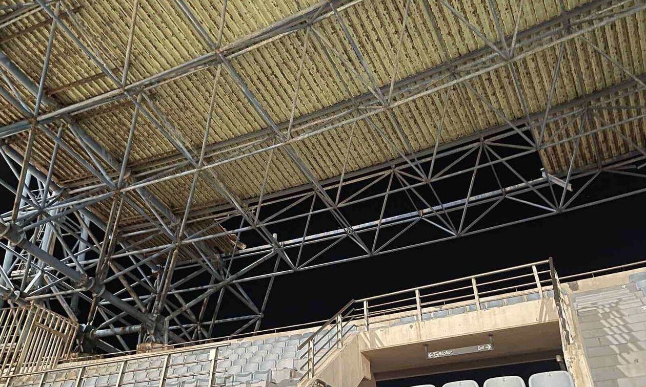 Ηράκλειο: «Ξηλώθηκε» από τους σφοδρούς ανέμους στέγαστρο του Παγκρήτιου μήκους 50 μέτρων