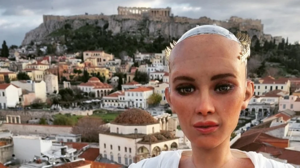 Στην Αθήνα η Σοφία – Το διάσημο ρομπότ τεχνητής νοημοσύνης φωτογραφήθηκε με φόντο την Ακρόπολη