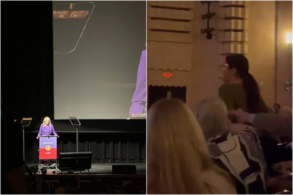 Διαδηλωτές διέκοψαν τέσσερις φορές την ομιλία της Τ.Μπάιντεν – «Εσύ και ο σύζυγός σου υποστηρίζετε τη γενοκτονία του παλαιστινιακού λαού»