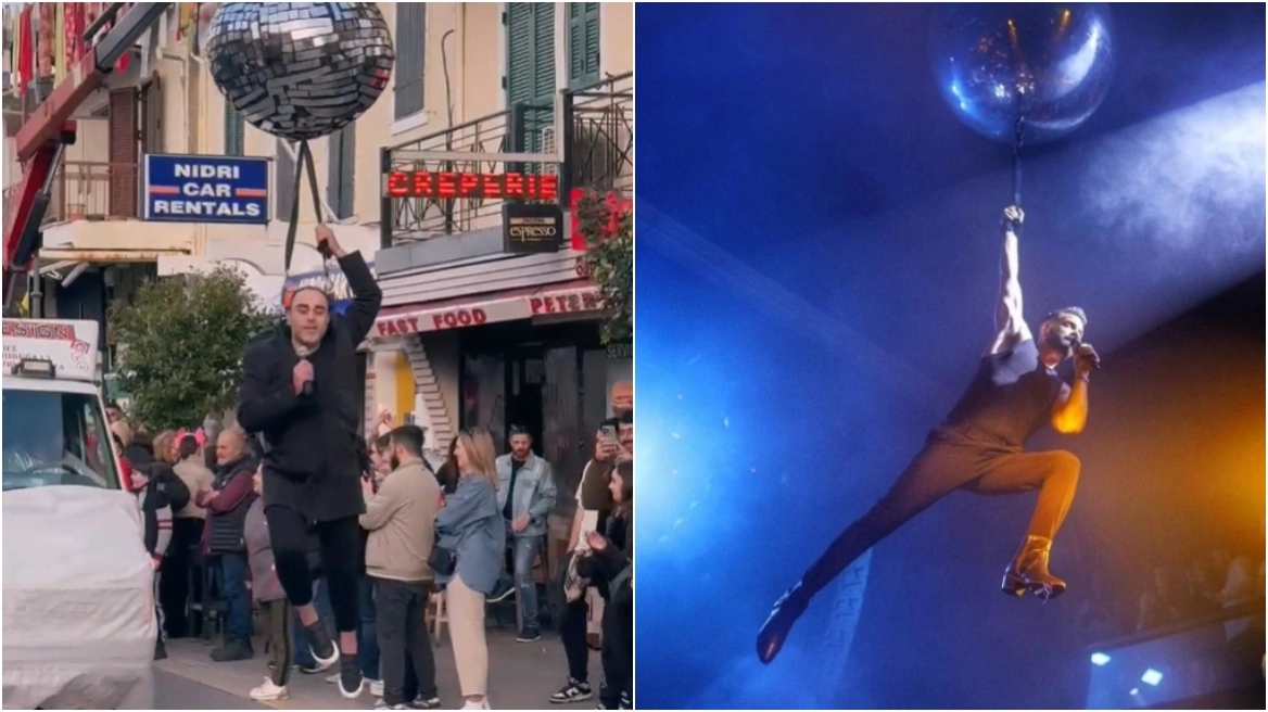 Απίστευτο βίντεο: Καρναβαλιστής στην Λευκάδα ντύθηκε Ηλίας Βρεττός και κρεμόταν από ντισκόμπαλα σε γερανό