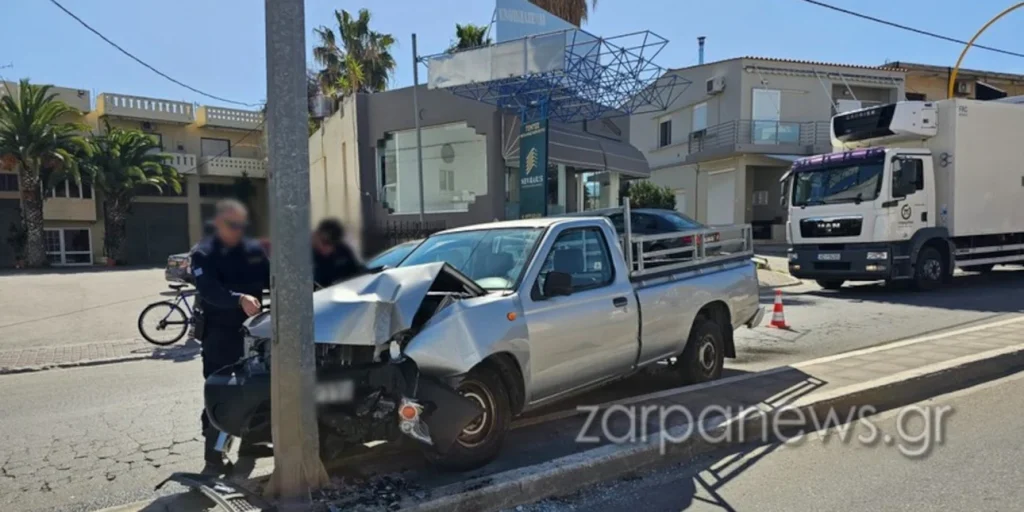 Χανιά: Αγροτικό «καρφώθηκε» σε στύλο φωτισμού – Στο νοσοκομείο δύο ηλικιωμένοι