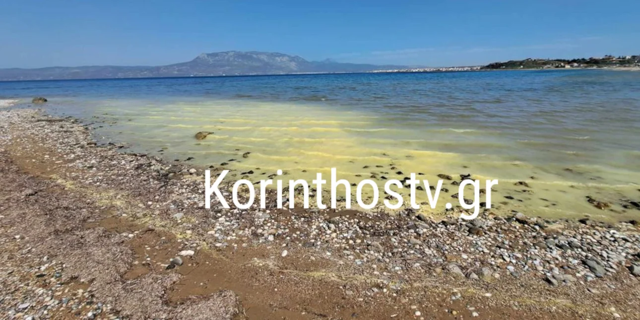 Κόρινθος: Κίτρινο χρώμα εμφανίστηκε στην επιφάνεια της θάλασσας στο Αρχαίο Λιμάνι Λεχαίου (φωτο)