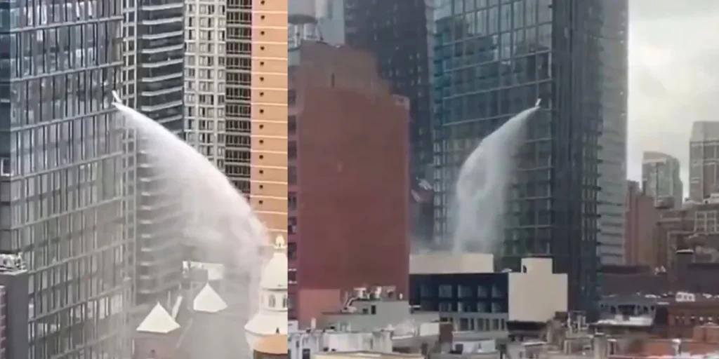 Βίντεο ντοκουμέντο: Τεράστιος πίδακας νερού εκτοξεύεται από ουρανοξύστη στο Μανχάταν