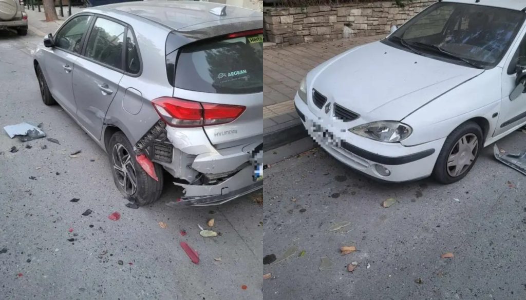 Ηράκλειο: ΙΧ έκανε «τρελή» πορεία και «καρφώθηκε» πάνω σε σταθμευμένα αυτοκίνητα (φώτο)