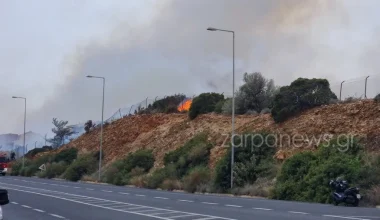 Χανιά: Φωτιά ξέσπασε στα Μεγάλα Χωράφια – Απειλούνται σπίτια (φωτο)