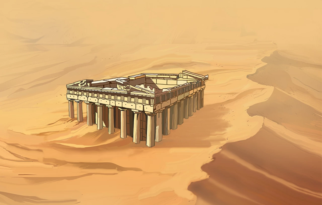 Αρκάς: Το σκίτσο με τον Παρθενώνα να έχει «βυθιστεί» στην άμμο από την αφρικανική σκόνη (φώτο)