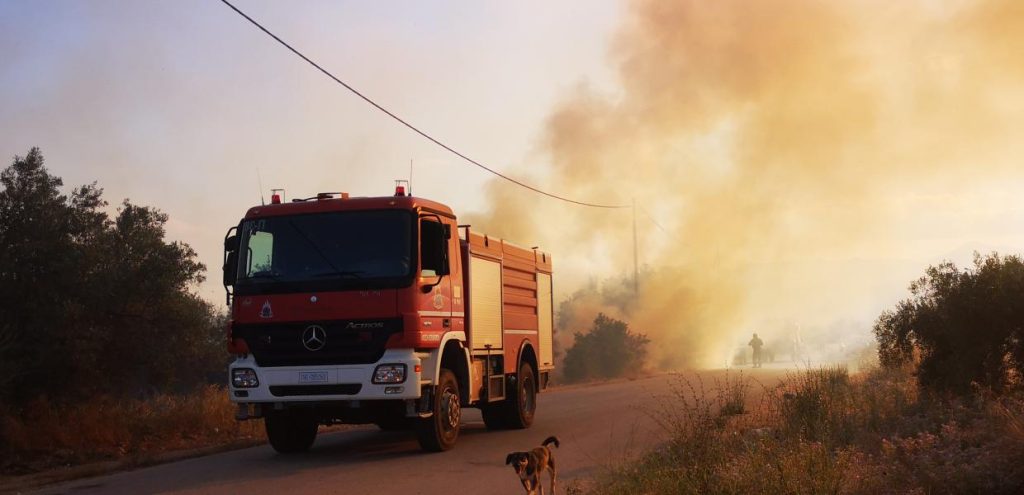 Φωτιά στο Μαρκόπουλο κοντά σε φωτοβολταϊκά