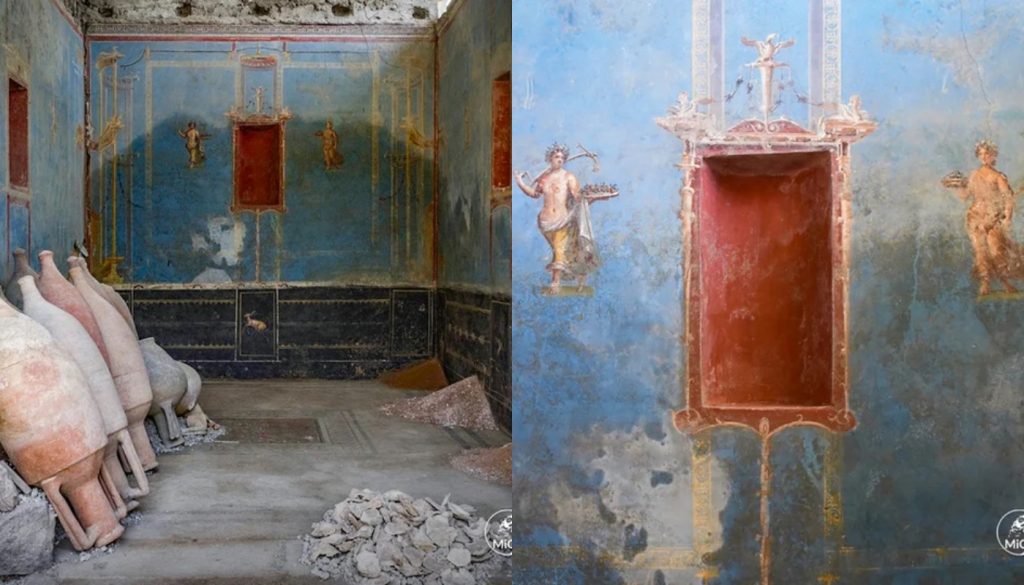 Ιταλία: Σπουδαία ανακάλυψη στην Πομπηία – Βρέθηκε μπλε δωμάτιο με τοιχογραφίες γυναικείων μορφών (φώτο-βίντεο)