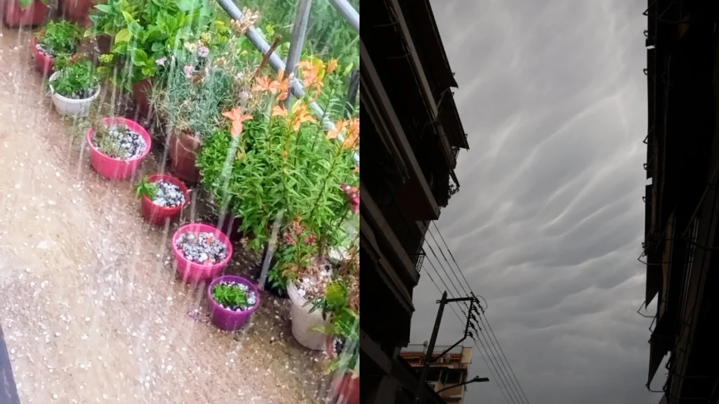 «Τρελάθηκε» ο καιρός στη Θεσσαλία: Σκοτείνιασε ο ουρανός και έριξε χαλάζι στα Τρίκαλα (φωτο)