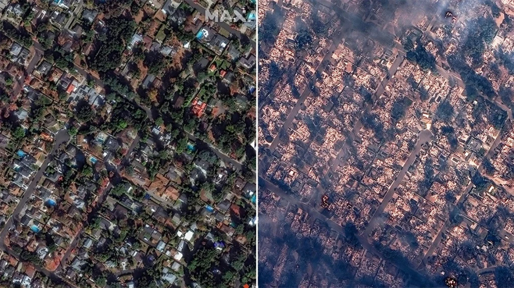Φονικές πυρκαγιές στην Καλιφόρνια – Η καταστροφή μέσα από δορυφορικές φωτογραφίες