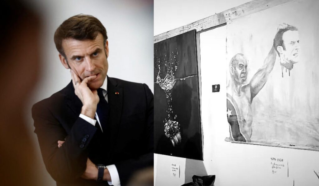 Σάλος με το πορτρέτο του Ε.Μακρόν με αποκεφαλισμένο κεφάλι – Η αντίδρασή του