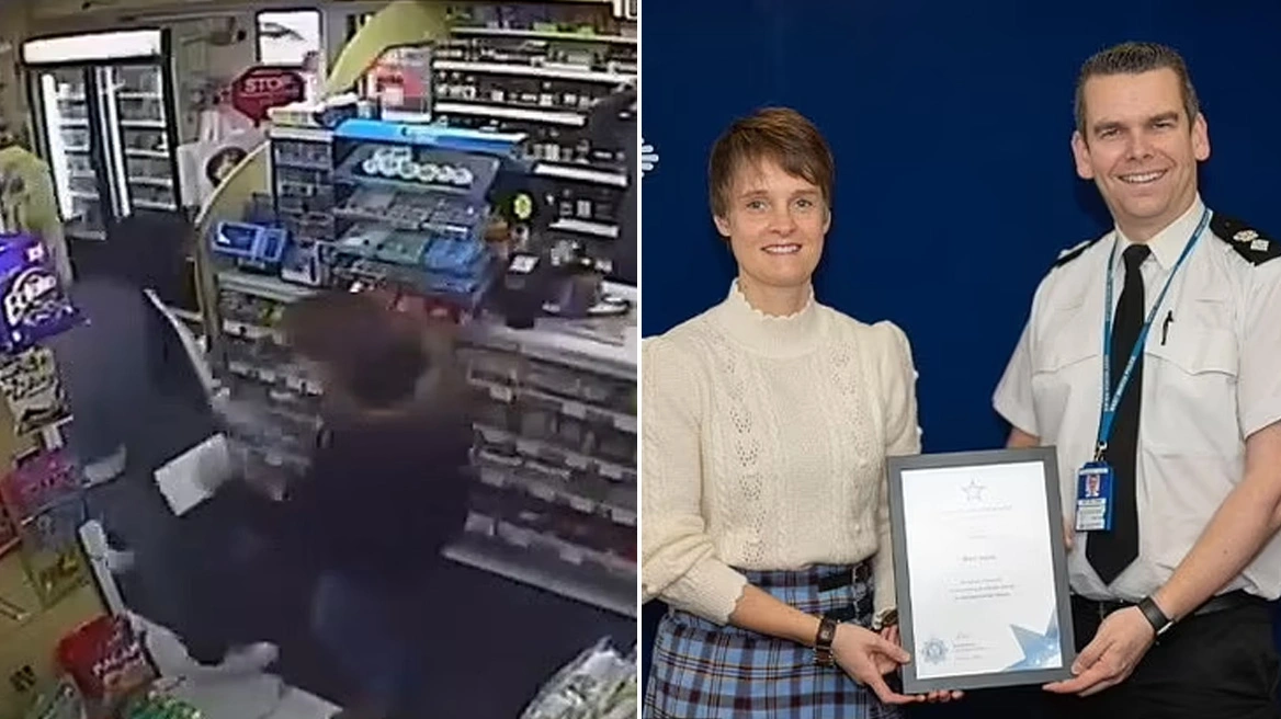 Βρετανία: Βίντεο από τη στιγμή που γυναίκα αποτρέπει ένοπλη ληστεία… ξυλοκοπώντας τον δράστη!