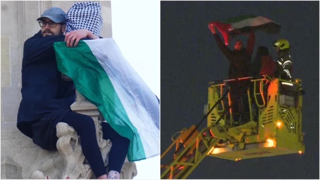 16 ώρες μετά κατέβηκε από το Big Ben ο άνδρας με την σημαία της Παλαιστίνης