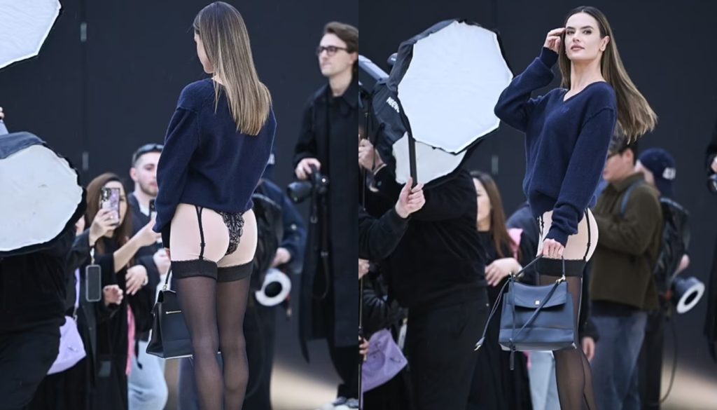 Α.Αμπρόσιο: Εμφανίστηκε με μαύρες ζαρτιέρες στην Εβδομάδα Μόδας στο Παρίσι και «μαγνήτισε» τα βλέμματα (βίντεο)