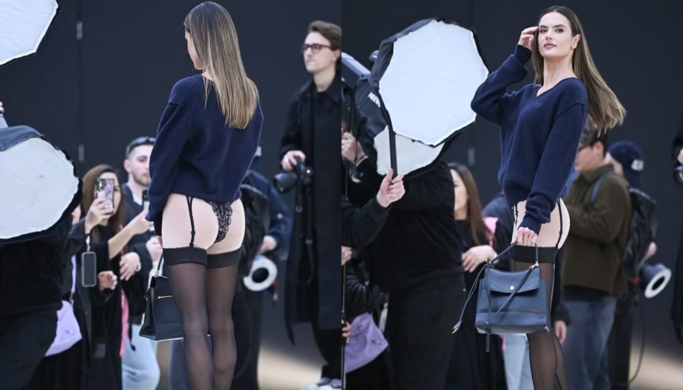 Α.Αμπρόσιο: Εμφανίστηκε με μαύρες ζαρτιέρες στην Εβδομάδα Μόδας στο Παρίσι και «μαγνήτισε» τα βλέμματα (βίντεο)