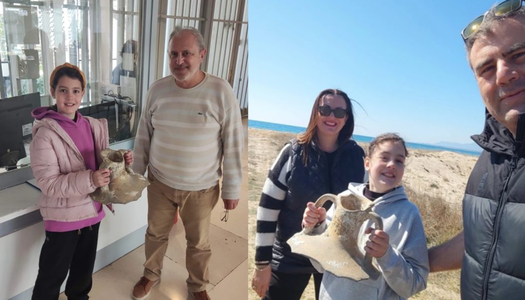 Κομοτηνή: 9χρονη βρήκε τμήμα αμφορέα στην παραλία Μολυβωτής της αρχαίας Στρύμης (φώτο)