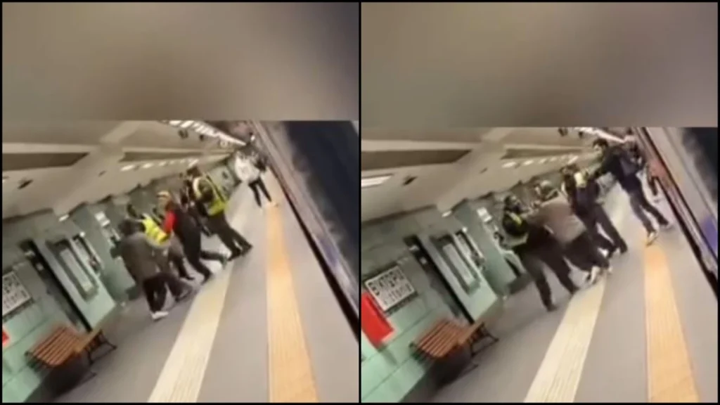 Χάος στον Ηλεκτρικό: Βίντεο ντοκουμέντο με πορτοφολά που γρονθοκοπεί security που τον έβγαλε από το βαγόνι