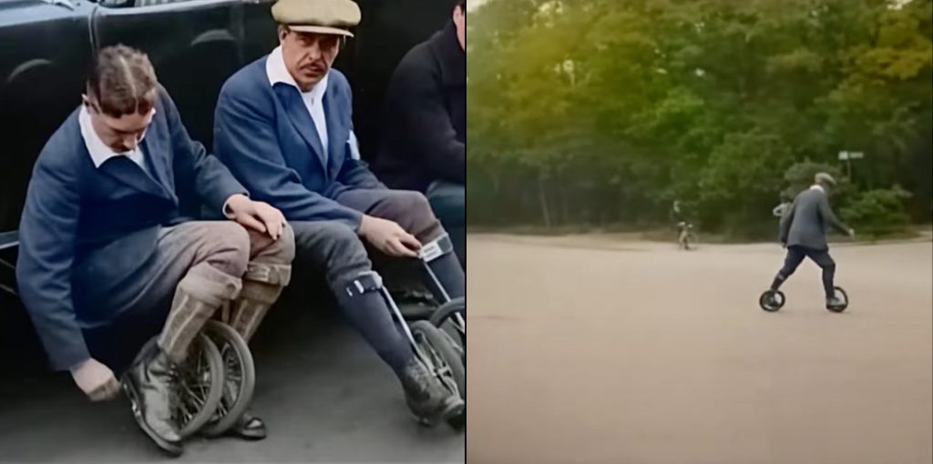 Bίντεο από το 1920: Τρέχουν με… ρόδες στα πόδια και μπαστούνια του σκι!