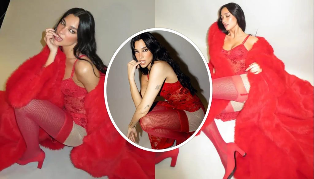 «Φωτιά» στα κόκκινα η Ντούα Λίπα: Ποζάρει με γούνα και ζαρτιέρες και «αναστατώνει» (φώτο)