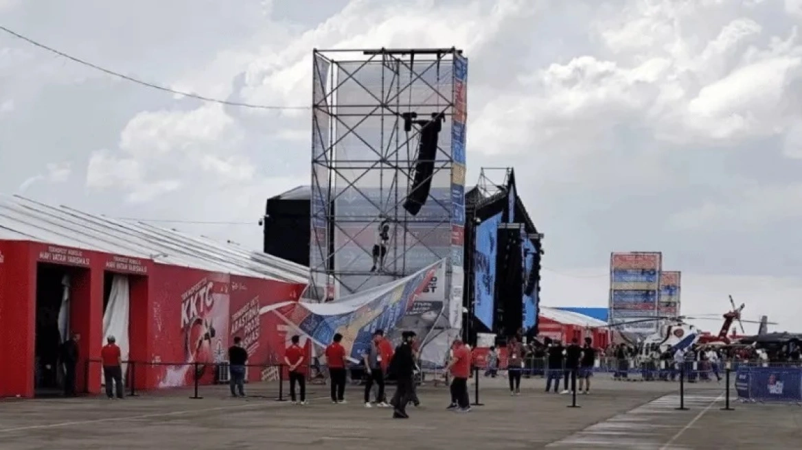 Κατεχόμενα: Κατέρρευσε διαφημιστική κατασκευή στον χώρο που θα επισκεφθεί ο Ρ.Τ.Ερντογάν – Τρεις τραυματίες