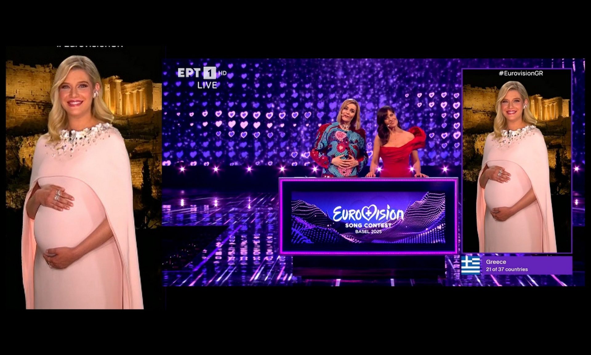 Eurovision 2025: Η Τζένη Θεωνά «έκλεψε την παράσταση» – «Η πιο όμορφη έγκυος της Ευρώπης» γράφουν οι χρήστες
