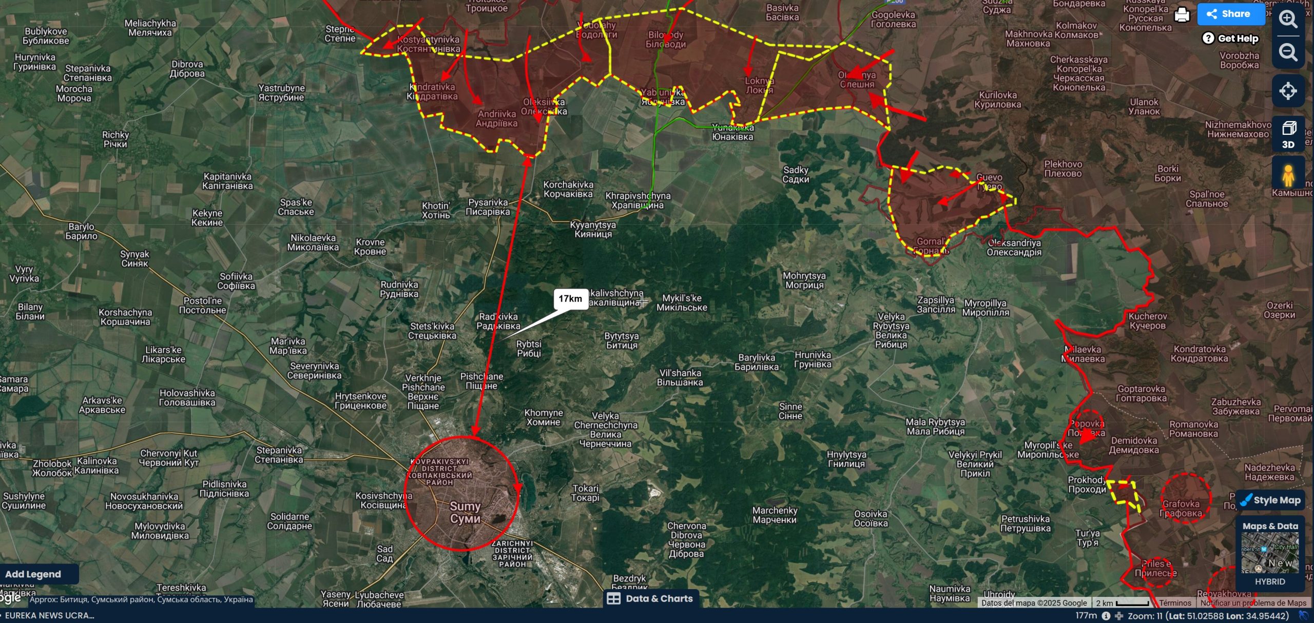 Οι Ρώσοι απέχουν μόλις 17 χλμ. από το Σούμι
