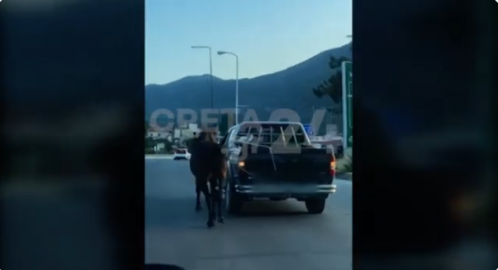 Αδιανόητο περιστατικό στο Ηράκλειο: Άνδρας έδεσε άλογο στο αυτοκίνητό του και το έσερνε – Δείτε βίντεο