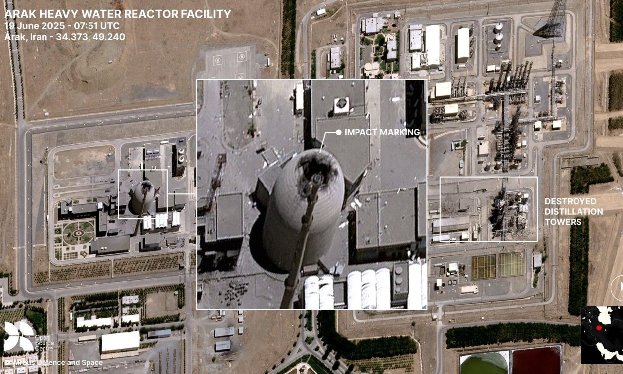 Ιράν: Δορυφορική εικόνα δείχνει τις καταστροφές στον πυρηνικό σταθμό Αράκ από το ισραηλινό πλήγμα (φωτο, βίντεο)