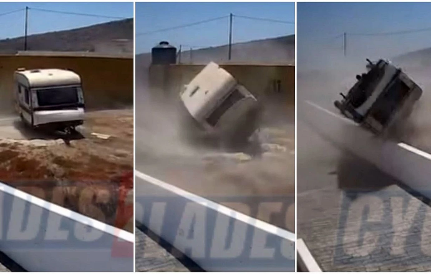 Σαντορίνη: H στιγμή που ισχυροί άνεμοι «σηκώνουν» στον αέρα τροχόσπιτο! (βίντεο)