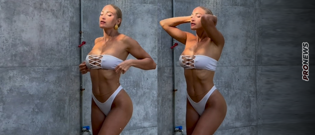 «Η θεά Αφροδίτη μοιράζει εγκεφαλικά»: Η Ι.Τούνη έκανε ντους μετά τη θάλασσα και την… αποθέωσαν (βίντεο)