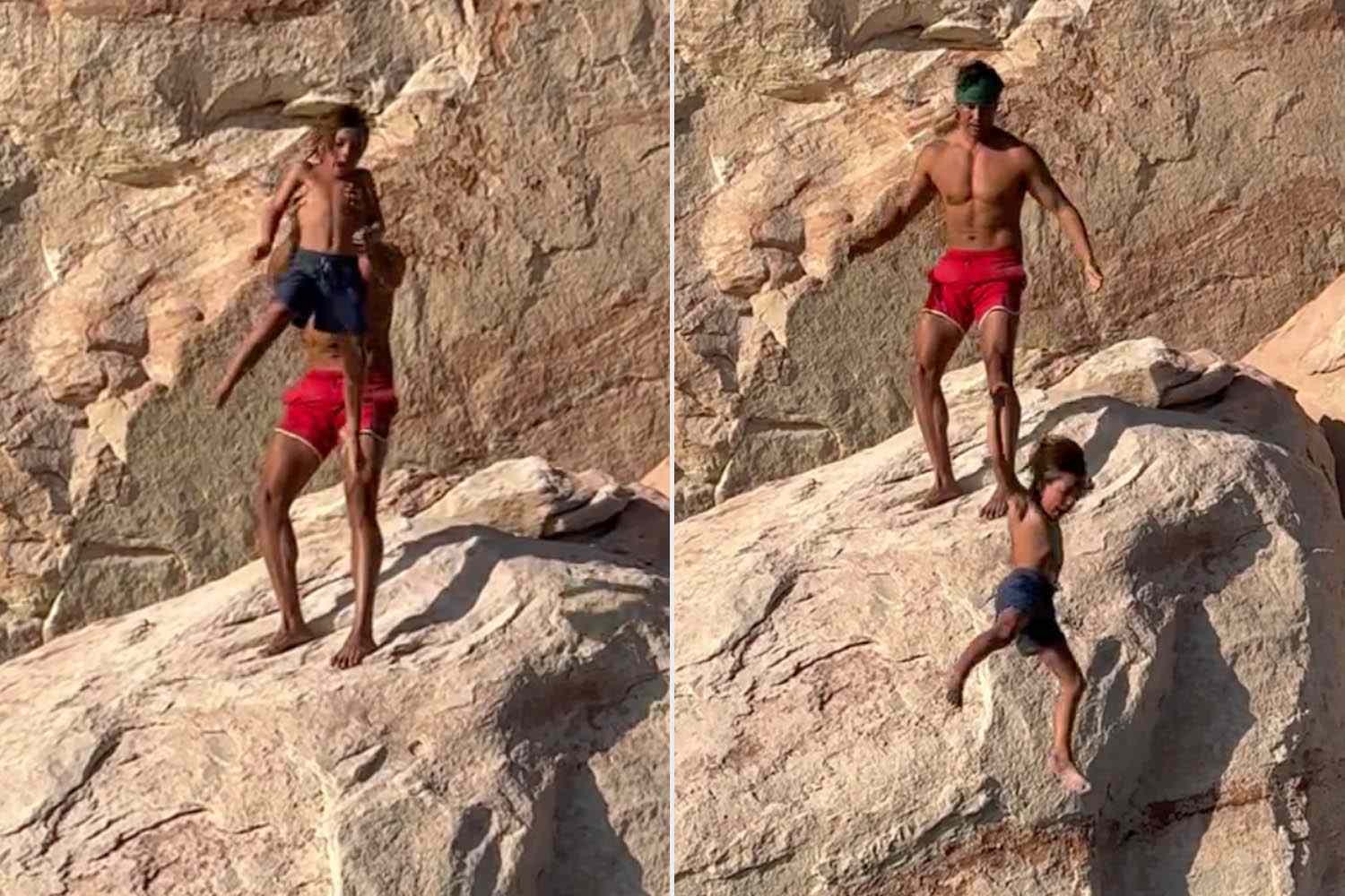 «Θύελλα» αντιδράσεων κατά influencer που πέταξε τον 7χρονο γιο του από βραχώδες ύψωμα μέσα στο νερό (vids)