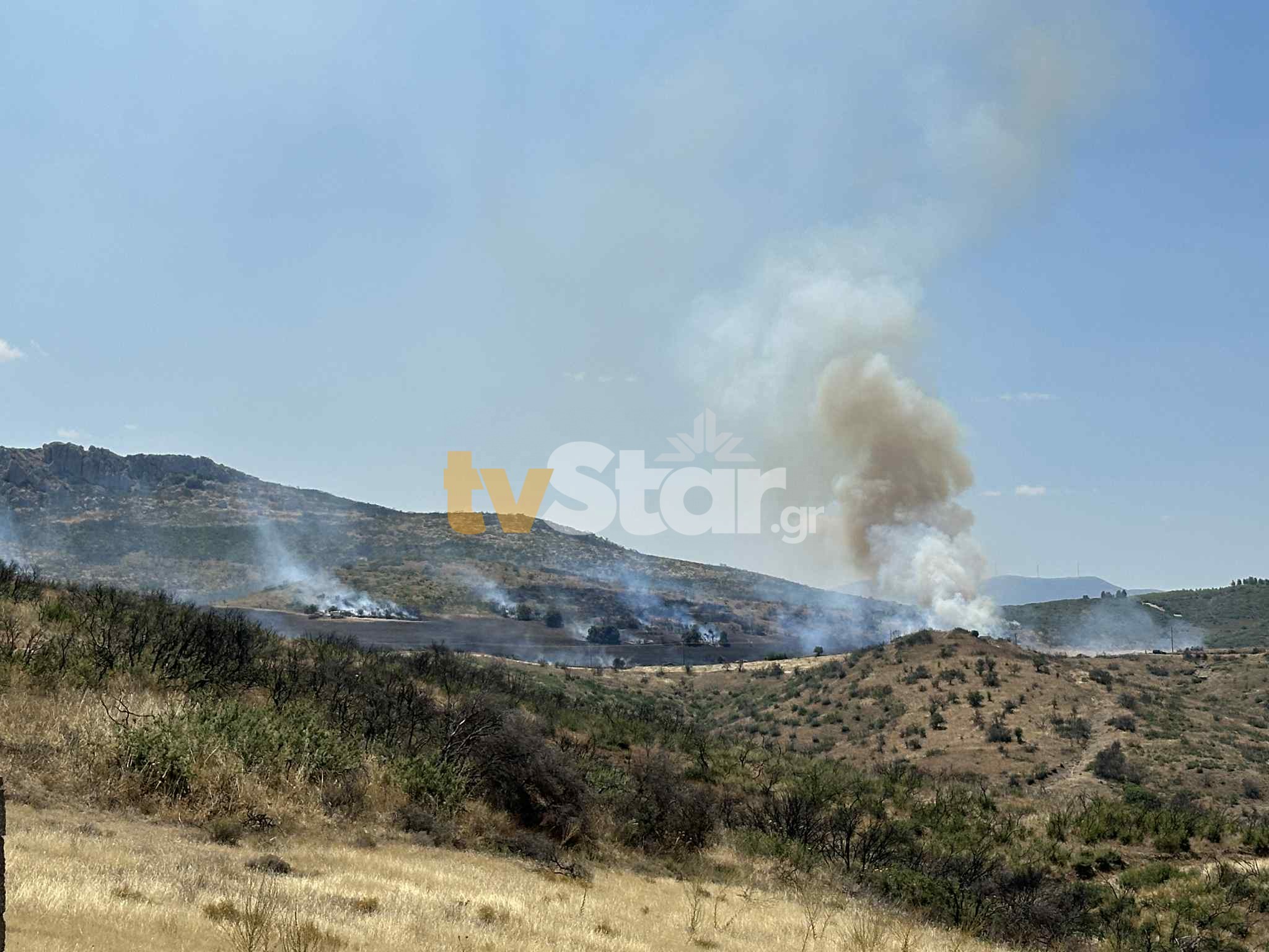 Φωτιά ξέσπασε κοντά στον ΧΥΤΑ Θήβας – Επιχειρούν εναέρια μέσα