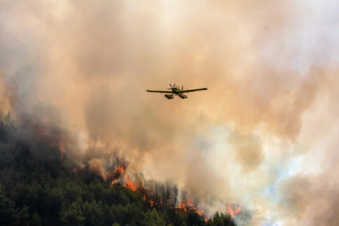 Φωτιά στην Αμαλιάδα: Διάσπαρτες εστίες συνεχίζουν να καίνε στην περιοχή – Ξεκίνησαν τις ρίψεις εναέρια μέσα